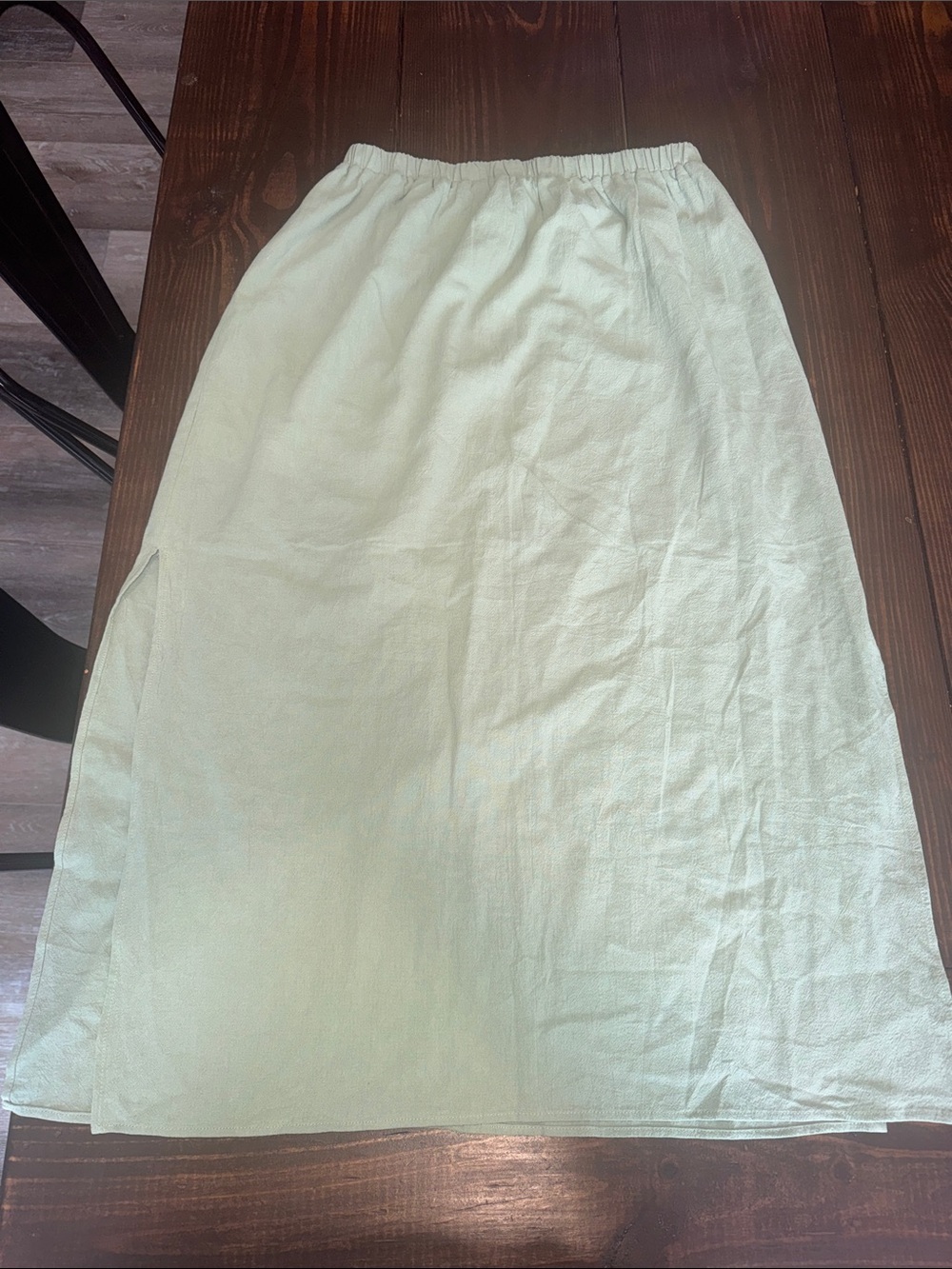 Mint Green Midi Skirt with Elastic Waist